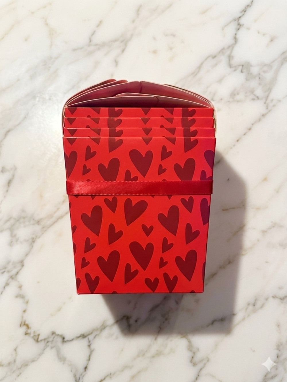 Red Heart Printed Take Out Boxes 4 pieces